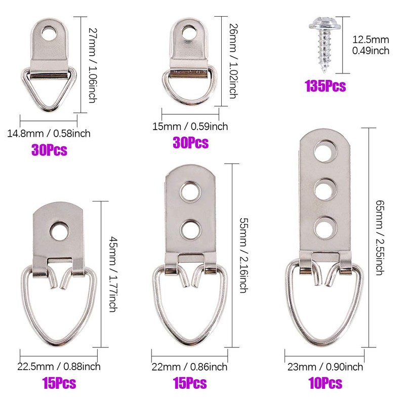 Swpeet 415Pcs Picture Hangers Kit with Screws, Heavy Duty Assorted