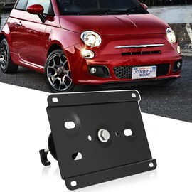 Tow Hook Adapater Do Drill Front License Plate Mounting Bracket Holder Compatible with 2013-2019 Fiat 500, 500e or Abarth