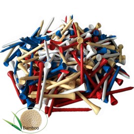 Amy Sport Golf Tees 2-3/4 inch Wood Bulk Measure Stripes Lines Marker Set of 100, White Wooden Tee 70mm Height Indication Gifts for Men Women Kids