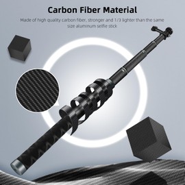 REYGEAK 59 Inch/150cm Selfie Stick Long Pole Invisible Carbon Fiber Waterproof Extension Monopod for Go Pro Max Hero 12 11 10 9 8 7 Insta 360 X3 GO3 DJI OSMO Pocket 3 Action 3 4 Accessories