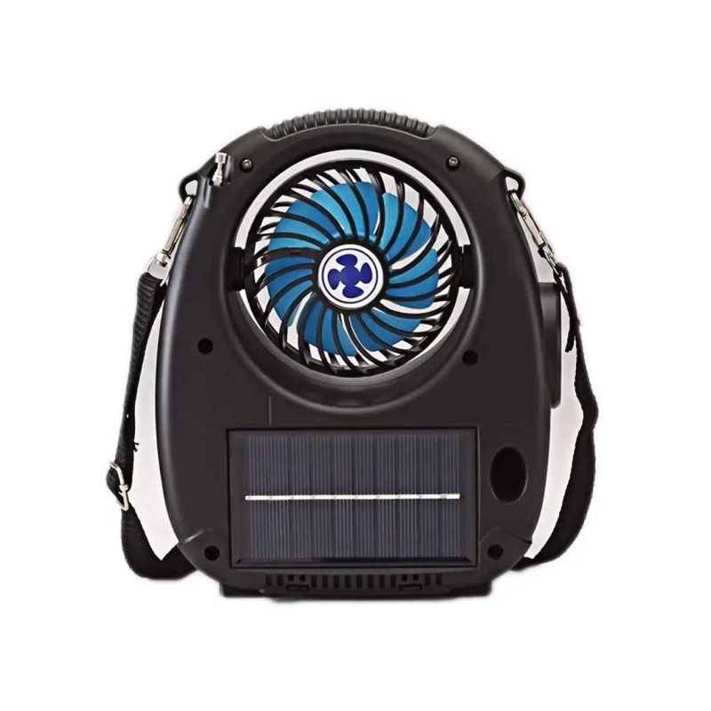 Outdoor Cooling Fan Bluetooth Speaker FM Radio Flashlight Solar Charging