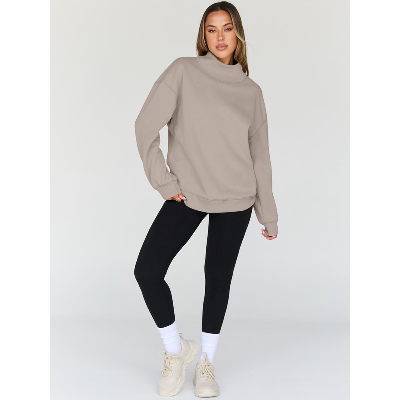Trendy Queen Womens Oversized Sweatshirts Turtleneck Pullover Long Sleeve Hoodies