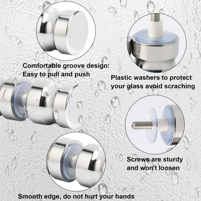 Mooche Solid SUS304 Stainless Steel Shower Glass Door Handle, 3cm