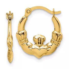 Unbranded 14K Yellow Gold Claddagh Hoop Earrings TC1007