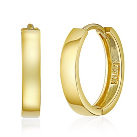14k REAL Yellow Gold 2.5mm Thickness Hoop Huggie Earrings (13 x 13 mm)