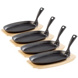 Tornwald-Schmiede Cast Iron Serving Pans: 4 Professional Cast Iron Serving Pans with Trivet, 24 x 14 x 2.2 cm, 820 g (Cast Iron Serving Pans)