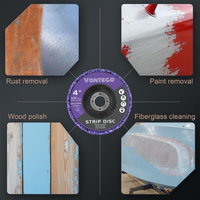 Vantego 6-Pack Paint Stripping Discs 4” x 5/8” for Angle