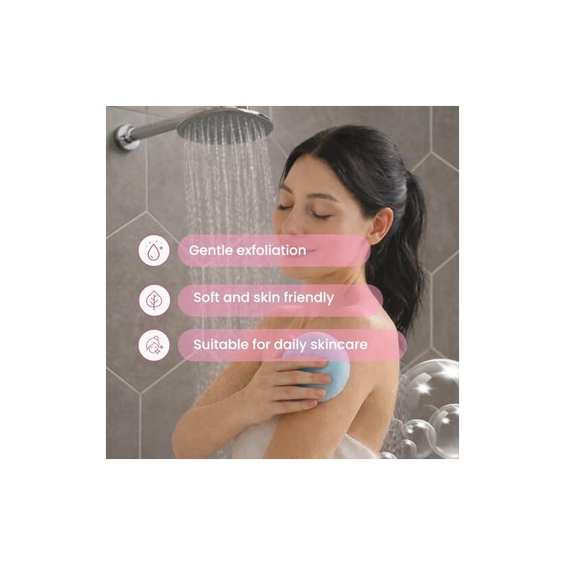 4 Pack Exfoliating Bath Sponges – Double-Sided Body Shower Scrubber