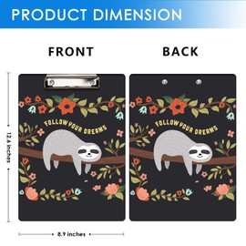 Britimes Clipboard Decorative Office School Hardboard Wood Nursing Clip Board and Pull for Standard A4 Letter Size Funny Flower Sloth 12.6" X 8.9"