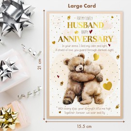 Anniversary Card for Husband with White Envelope - Husband Anniversary Card - Happy Anniversary Card - For My Lovely Husband - Anniversary Greeting card for him - MADE IN UK