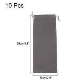 PATIKIL 10pcs Microfiber Pouches 25x10cm Grey Soft Storage Drawstring Gift Bag for Glasses Wedding