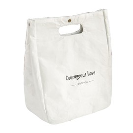 Queen-b Lunch Bag, Cold Insulation, Stylish, Scandinavian Cute, Bento Bag, Insulated Bag, Kraft Paper Design, Food Bag, Large Capacity, Aluminum, Office Work, School, Excursion, Picnic, White