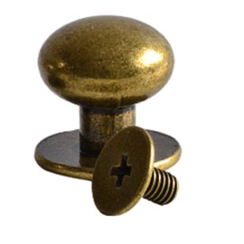 Book Screws 10 mm | Pack of 10 | Colour: Brass | Screw Rivets for Leather Crafts | Sleeve Nut + Screws | Rivets 5 mm - 12 mm Available | Rivets for Screwing | Chicago Screws/Head Rivets