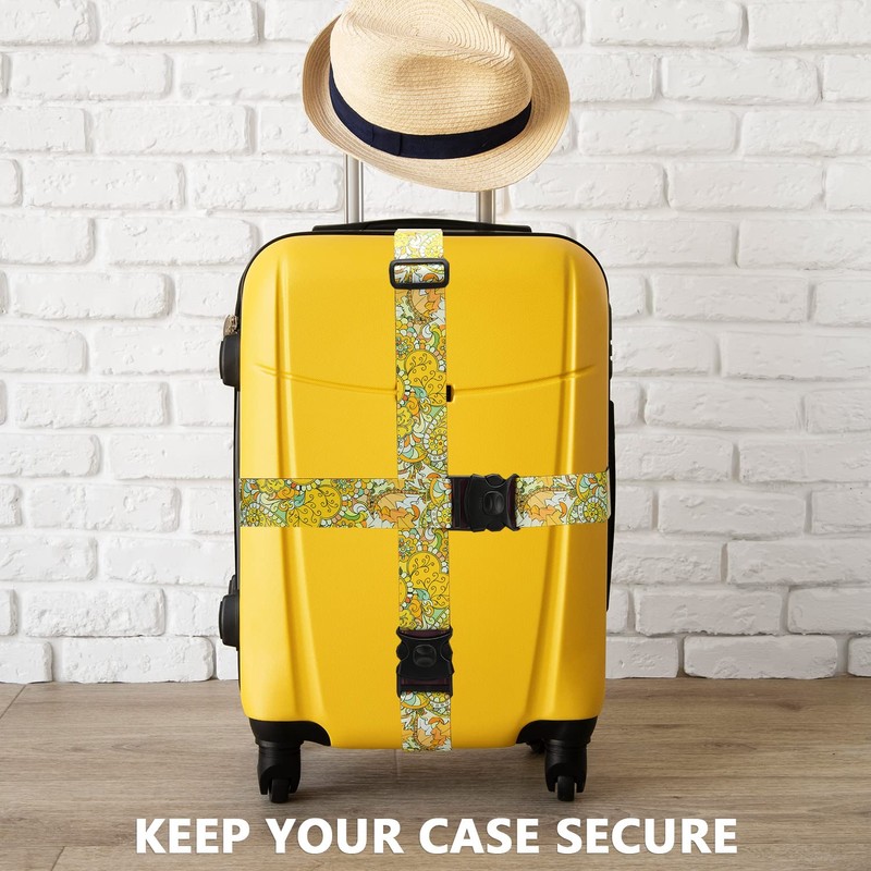 Eviznbou Suitcase Strap, 2 Pack Adjustable Polyester Luggage Strap with