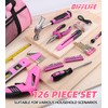 DIFFLIFE Pink Tool Bag, 126-Piece Lady's Home Repairing Tool Set