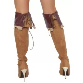 Roma Faux Leather Boot Cuffs Toppers Castle Trim Suede Medieval Costume Brown 4265B