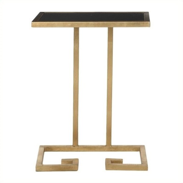 Safavieh Murphy Iron and Glass Accent Table in Gold and