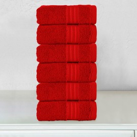 Elegant Comfort Premium Turkish Cotton 6 Pack Washcloths Set - 13 x 13 inch, Luxurious Hotel Spa Quality 100% Turkish Cotton 6PC Washcloth Set - Highly Absorbent - Soft Bathroom Towels, Red