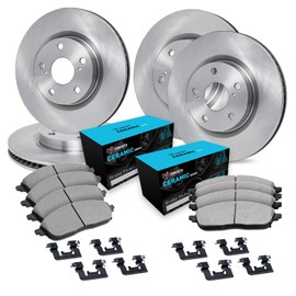 R1 Concepts Front and Rear Brake Kit For 2016-2021 Honda Civic| Blank Brake Rotors| Ceramic Brake Pads and Rotors Kit| Hardware included