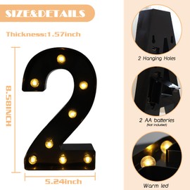 Hirbisnis Led Light Up Numbers, 0-9 Numbers Light Up Lights, Decorative Led Numbers Lights, Battery Powered Numbers Sign Lights for Party, Night Light, Home Decor