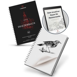 LIEBERGE Premium Sketchbook A4 220 g - Erase-Resistant Sketchbook Made in Germany - Drawing Pad for Pencil, Marker, Mixed Media, Watercolour and Much More, 80 Pages / 40 Sheets (DIN A4 80 Pages)