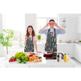 Beabes Nutcracker Ballet Kitchen Bib Apron Christmas Soldier Rocking Horse Horn Drum Dancer Trees Polyester Adjustable Apron for Outdoor BBQ Gardening 27" X 31" for Chef Waitress