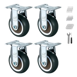 2.5 Inch Caster Wheels Set of 4 Heavy Duty No Noise Castors Top Plate Casters Wheels for Small Project, Nightstand, Side Table, Furniture and Workbench Cart (2.5 Inches Rigid)