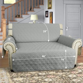 RBSC Home 46 Inch Couch Cover Grey Waterproof Loveseat Slipcovers for Leather Sofas Protector from Dogs