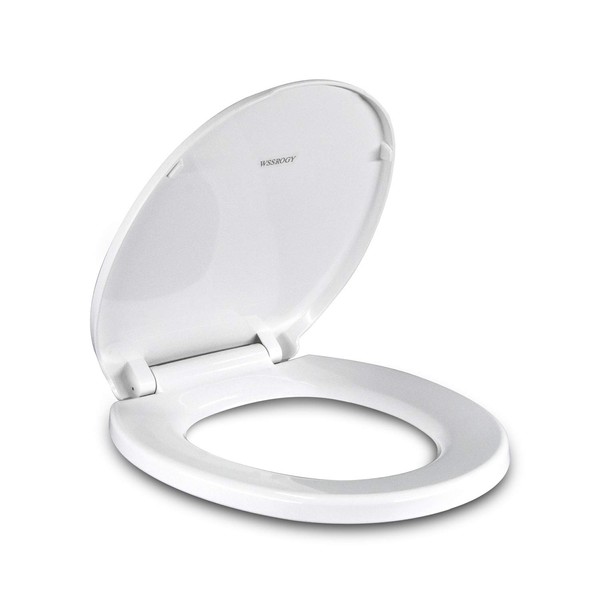 Toilet Seat Round with Non-Slip Seat Bumpers, Universal Quiet-Close Toilet