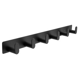 DAFUYUAN Coat Rack Wall Mounted Heavy Duty Stainless Steel Coat Hooks Wall Mount Rustproof Hook Rail for Entryway, Bathroom, Kitchen (Black, 6 Hooks)