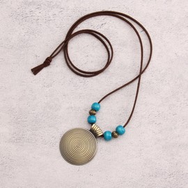 Bjesinmo - Collares largos para mujer, diseño bohemio y boscoso, collar clásico, cadena de suéter, joyería hecha a mano, Cuero sintético, Sin piedra preciosa, BFMYL52