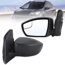Left Driver Side Mirror Compatible With 2013 2014 2015 2016 Ford Escape With Manual Folding Power Glass Matte Black Replace#CJ5Z17683BA(3Pins)