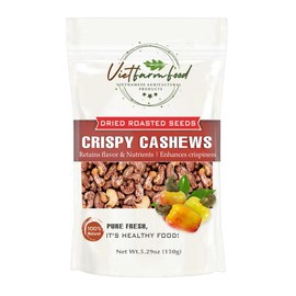CRISPY ROASTED CASHEWS 5.29oz (150g) VIETFARMFOOD: Naturally dry roasted. No sugar, no oil, natural sweetness, characteristic fatty taste, crispy. Suitable as a topping, delicious, nutritious snack.