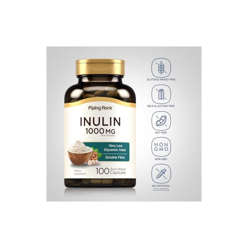Lingtoolator Inulin Capsules 1000 mg 100 Count Low Glycemic Index