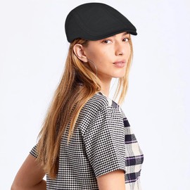 Initlove Mens Newsboy Cap Cotton Ivy Hat Beret Hats for Driving Black
