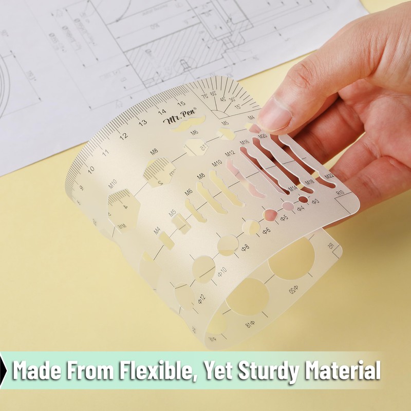 Mr. Pen- Geometric Drawing Template, Hexagon & Circles, Plastic Template