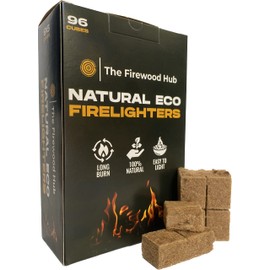 96 Eco Friendly Natural Wood Firelighters - Sustainable Wood Fibre Fire starters, Perfect for Wood Burners, Fire Pits, Pizza Ovens, and BBQs. The Perfect Fire Starter For Any Occasion