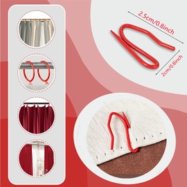 32 Pieces Metal Drapery Curtain Rings Curtain Hanging Rings and 32 Pieces Metal Curtain Drapery Pin Hooks for Window Door Shower Curtain, 30 mm/1.18 inch Internal Diameter (Red)