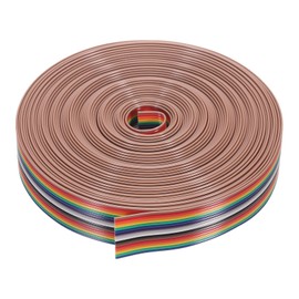 sourcing map 1 Pcs 16 Pin Flat Rainbow Ribbon Cable 30 Ft 1.27mm Pitch Breadboard Jumper Wires for Electronic Projects
