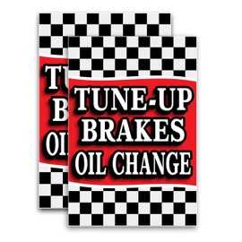 Tune-Up Brakes Oil Change (24" x 36") Vinyl Decal Only (Pack of 2) |Sign|Sticker|Poster |Automotive, Car, Vehicle, Mechanic