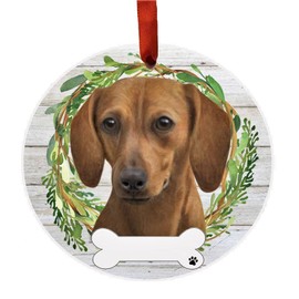 E&S Imports Red Dachshund Ornament - E&S Pets - DIY Personalizable - Dog Gifts - Ceramic Round Ornament Glazed Finish - X-mas Decoration - Christmas Ornaments Craft Gifts - Ornaments for Pet Lovers