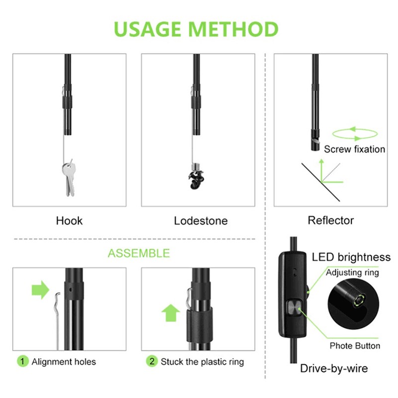 6LED Stepless Dimming Endoscope Camera 7mm High Definition Pipeline Machinery