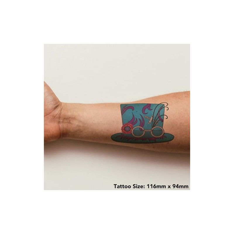 'Steampunk Tophat' Temporary Tattoo - Water Resistant, Skin-Safe, Non-Toxic Transfer