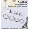 Silver Flat Back Stud Earrings Sets for Women Men,Hypoallergenic 20G