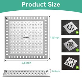 USAHANKE Drain Hair Catcher for Bathroom Sink,4.8" Stainless Steel and Silicone Shower Drain Covers Suitable for Drains and Bathroom Floors 2 Pack (2, Gray)