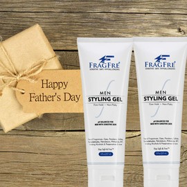 FRAGFRE Hair Gel for Men Firm Hold 8 oz (2-Pack Gift Set) - Mens Styling Gel for Aggressive Hair Styles - Paraben Free Fragrance Free Hypoallergenic - Sensitive Formula - No Irritations or Hair Bumps!