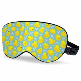 Vnwoalu Yellow Rubber Ducks Sleep Eye Mask Cute Duck in Water Men Women Sleep Mask with Adjustable Strap Eye Cover Eye Shade for Travel, Nap,Meditation