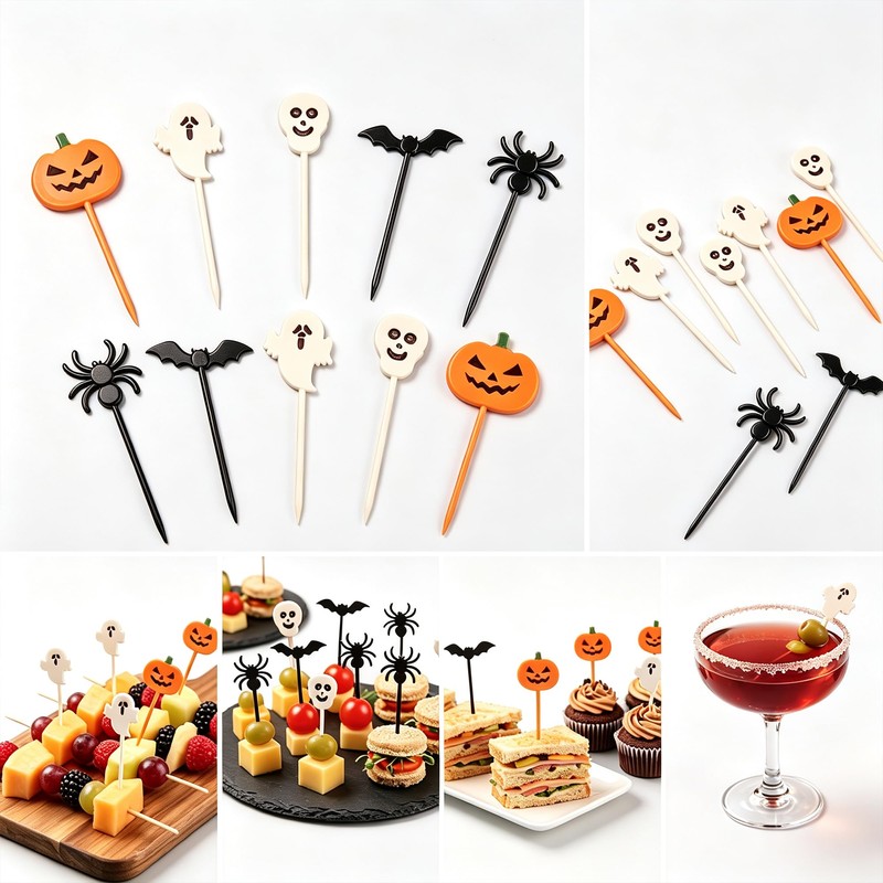 50 PCS Halloween Picks Cupcake Toppers, 2.3 x 0.6 Inch