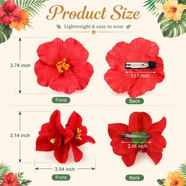 10 Pcs Hawaiian Flower Hair Clips for Women, Artificial Hibiscus Flowers for Hair, Boho Hair Accessories for Vacation Beach Party