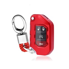 SANRILY 1Pcs Flip Key Fob Case Cover for Jeep Wrangler Gladiator 2020 Keyless Remote Key Shell Soft TPU Key Protector Holder with Keychain Red